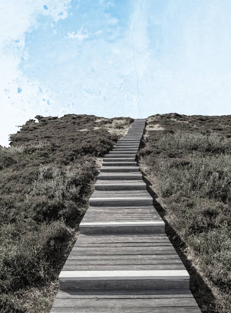 Navigating Grief and Loss with God’s Comfort and Hope: A Resource for Christian Counseling. a wooden stairs going up a hill